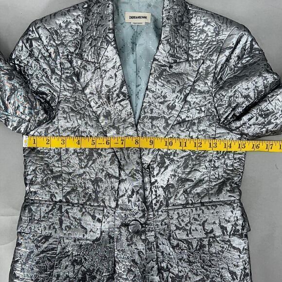 Zadig & Voltaire Metallic Jacket Womens XS Futuristic Edgy Maximalist Cyberpunk - Picture 7 of 12